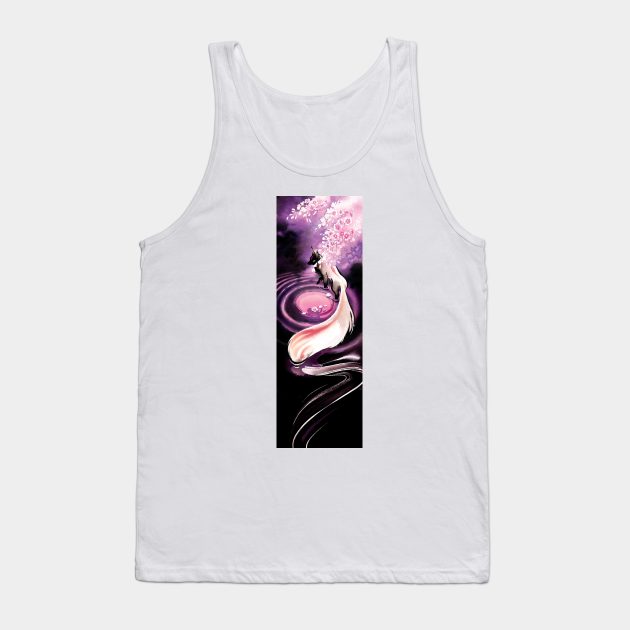 Rose Moon Sakura Blossom Fox Tank Top by floralfrolic